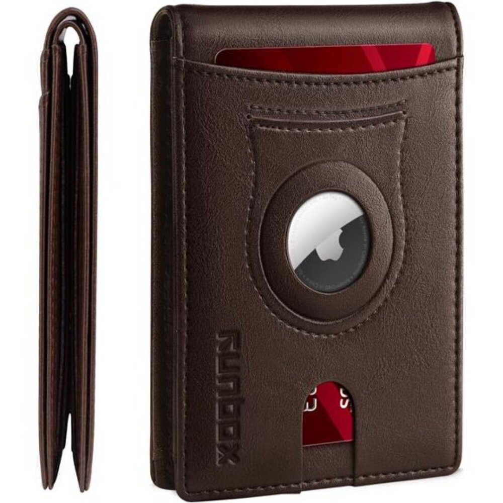 RFID Blocking Wallets Leather with Bill Compartment Air Tag Bifold Card Holder